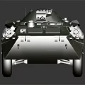 Armored Military Vehicle Featuring Six Wheel Drive Gray Armored Structure And Roof Mounted Equipment