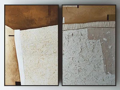 Modern Abstract Painting With Textured Brown Beige White Layers And Cracked Surface 3d model