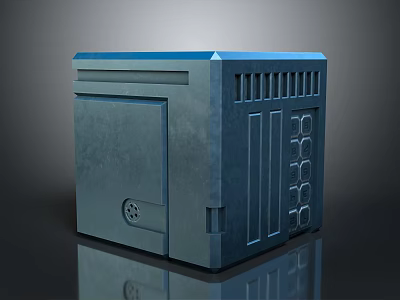 Industrial Mechanical Component With Metal Construction Control Panel And Ventilation Grilles 3d model