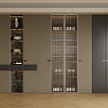 Modern Luxury Decorative Cabinet With Glass Doors Layered Storage And Neutral Tones