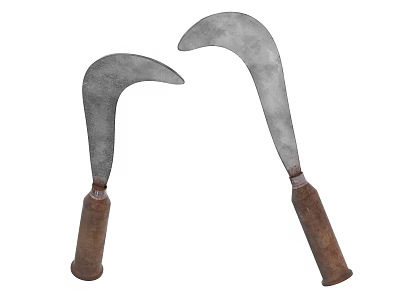 Sturdy Durable Hardware Tools Sickle with Sharp Metal Blade and Wooden Handle 3d model