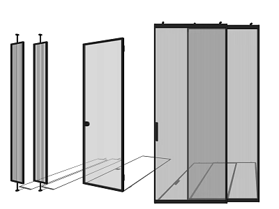 Modern Interior Hinged Door Design With Glass Panels And Frame Structure 3d model
