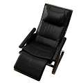 Comfortable Black Leather Recliner Chair With Modern Wooden Frame And Adjustable Footrest