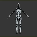 Futuristic Humanoid Robot Character With Silver White Mechanical Body And Detailed Structure 3d model