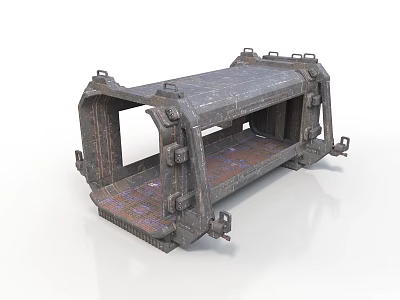 Industrial Metal Frame Structure With Rusty Surface And Connecting Parts 3d model