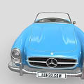 Vintage Blue Mercedes Convertible Roadster Car With Classic Retro Design