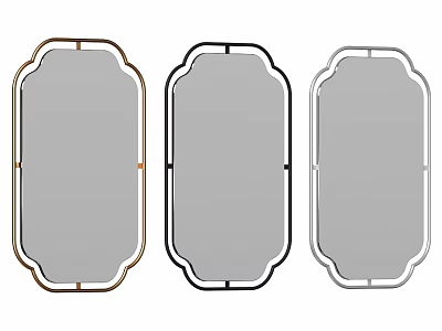 Three Stylish Mirrors with Gold Black and Silver Frames for Home Decor 3d model