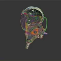 Detailed Futuristic SciFi Helmet With Transparent Visor Mechanical Orange Accents And Structural Details