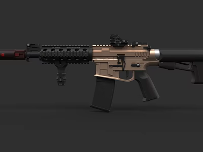 Modern Tactical Rifle With Black And Gold Design Modular Rail System 3d model