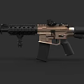 Modern Tactical Rifle With Black And Gold Design Modular Rail System 3d model