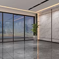 Elegant Modern Hotel Lobby Interior With Marble Walls Reception Desk Sofa And Staircase