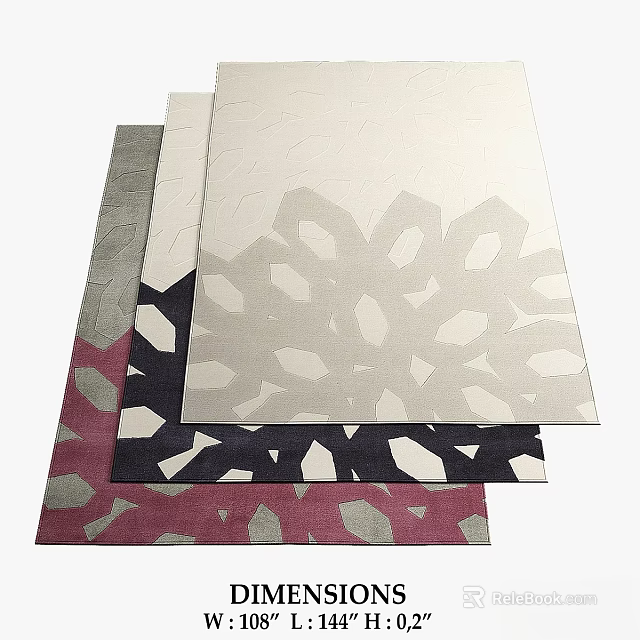 Square Rugs With Beige Black Pink Colors And Geometric Floral Patterns 3d model 