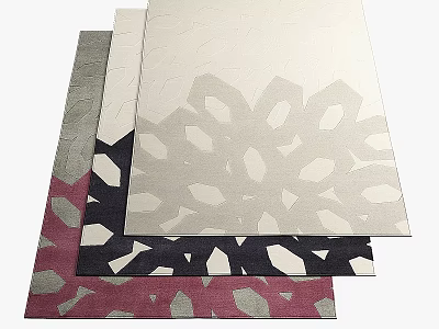 Square Rugs With Beige Black Pink Colors And Geometric Floral Patterns 3d model