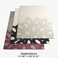 Square Rugs With Beige Black Pink Colors And Geometric Floral Patterns