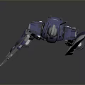 Game and Movie Character Futuristic Mech with Blue Purple Armor Red Shield and White Legs