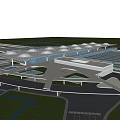 Modern Large Transportation Hub Featuring Dome Roofs Surrounding Roads And Bridges