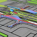 Modern Airport Layout Featuring Multiple Terminals Runways And Transport Links 3d model