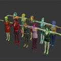 Group of People With Arms Outstretched Various Clothing Styles Different Hair Colors