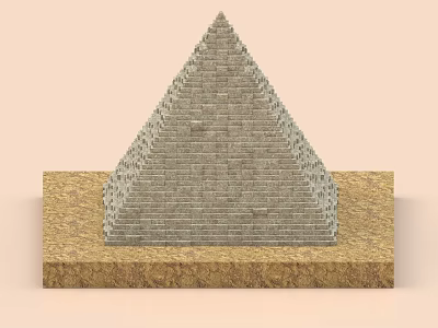 Detailed Pyramid Model Constructed With Gray Bricks On Brown Base 3d model
