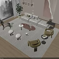 Elegant Modern Living Room Sofa Coffee Table Set With Accent Chairs Area Rug And Artwork