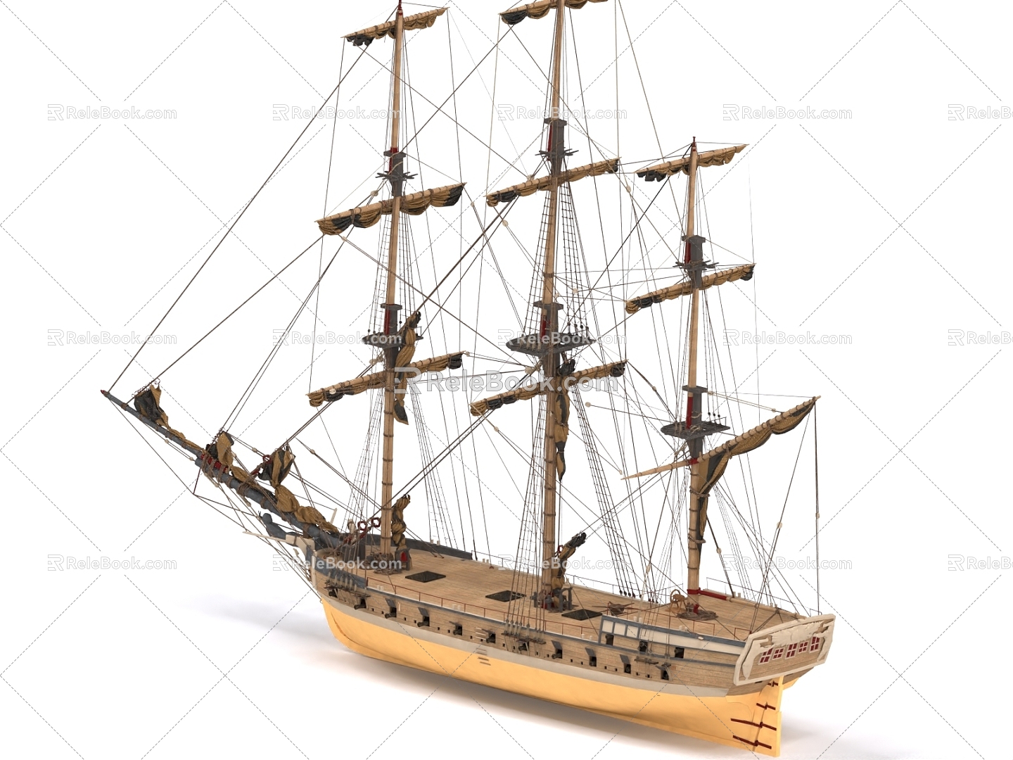 Ancient Sailing Wooden Ship Merchant Ship Warship Pirate Ship Building Ship 3d model