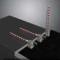 Red And White Striped Boom Gates With Metal Bases Installed On Flat Ground