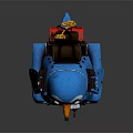 Blue Mechanical Robot Penguin With Abbey 07 Label Wheels And Shiny Reflective Base Design
