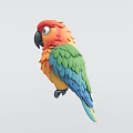 Colorful Parrot With Red Orange Green Blue Feathers Standing On Light Background