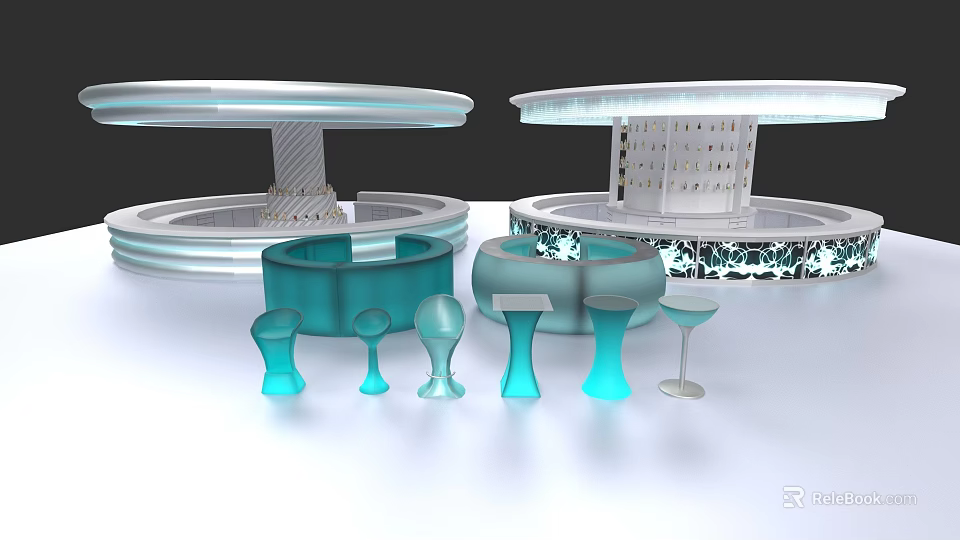 Modern Blue Bar Stools With Sleek Design For Contemporary Bar Counter 3d model 