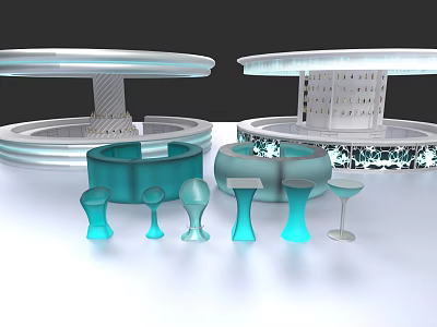 Modern Blue Bar Stools With Sleek Design For Contemporary Bar Counter 3d model