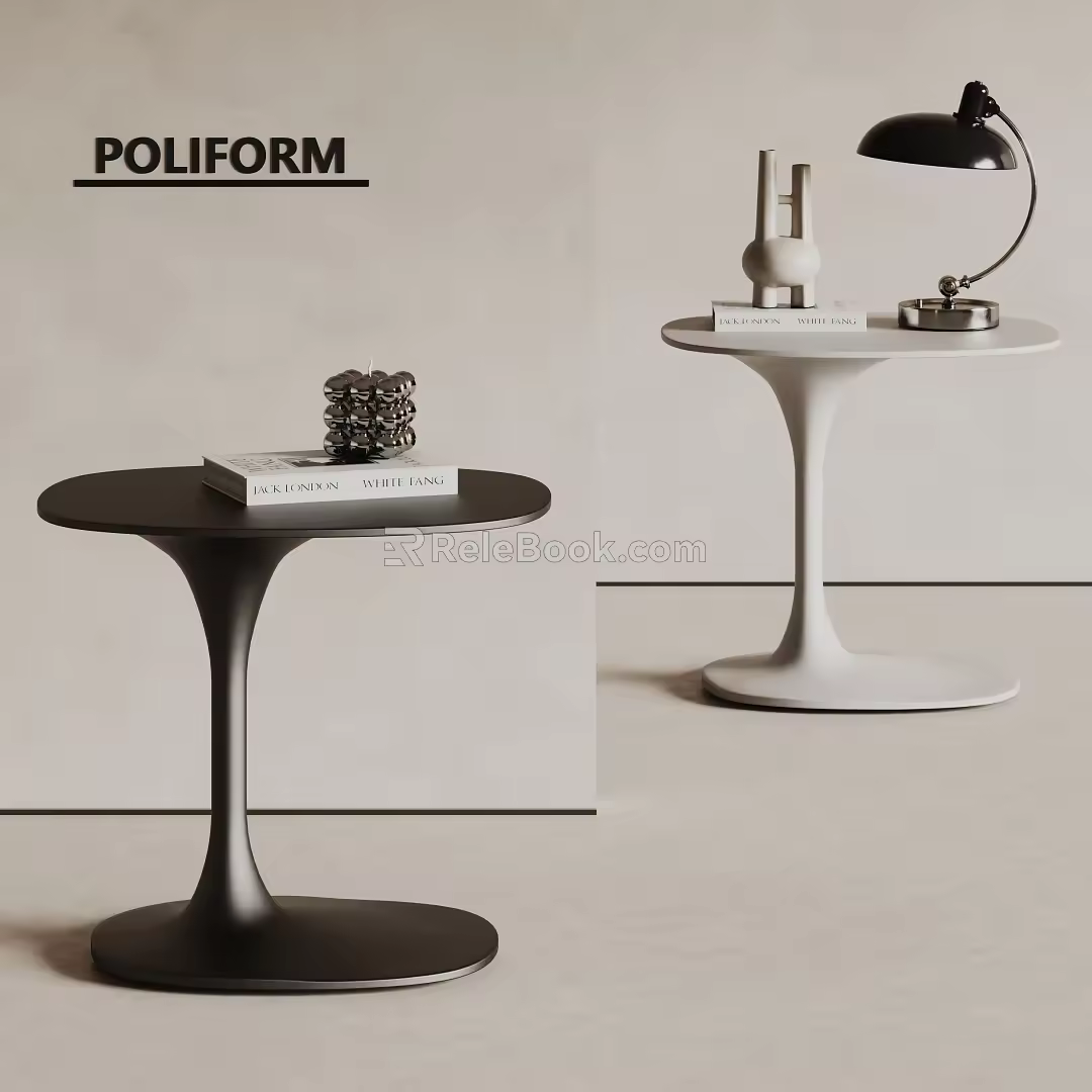 poliform Side Table Metal Side Table Small Coffee Table Lamp Ornaments Combination 3d model