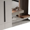 Modern Minimalist Shoe Cabinet With Light Color Sleek Design Mirror And Decorative Table Books