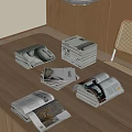 Modern Magazines And Books Stacked On Wooden Table With Open Pages And Simple Design