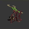 Fitness Leg Exercise Machine With Green Handles Weight Plates And Foot Pedal