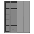 Modern Gray Wardrobe With Multiple Shelves Drawers And Cabinet Doors