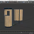 Wooden Roadside Trash Bins With Metal Accents For Public Road Facilities