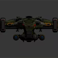 Sci Fi Spaceship With Green Yellow Blue Colors Complex Design Multiple Engines And Weapon Systems 3d model