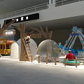 Festive Children's Playground With Christmas Decorations Swings Transparent Ball And Slide