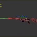 Black Sniper Rifle With Scope And Orange Glowing Component On Reflective Gray Surface