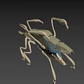 Game and Movie Fantasy Creature Character With Multi Legs Sharp Claws and Gray Blue Tones