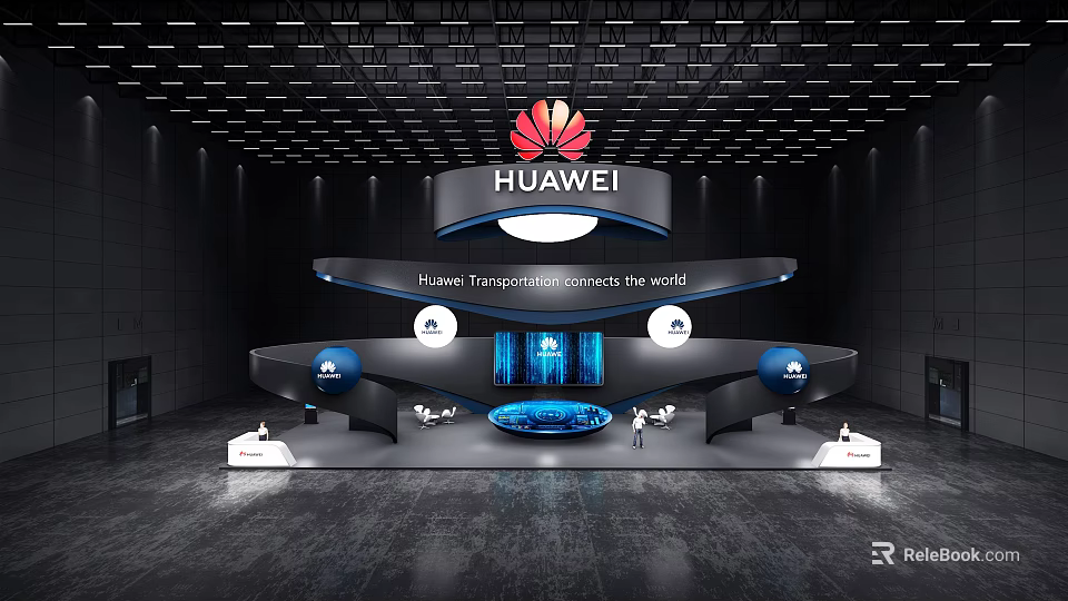 HUAWEI Exhibition Booth Showcasing Digital Services With Advanced Lighting And Tech Elements 3d model 