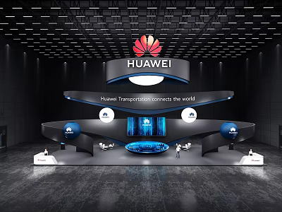 HUAWEI Exhibition Booth Showcasing Digital Services With Advanced Lighting And Tech Elements 3d model