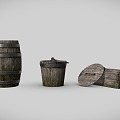 Vintage Medieval Wooden Barrel Wine Barrel Wooden Case 3d model