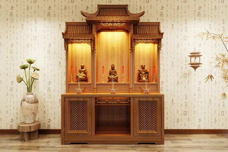 shrine offering table incense burner table candle holder 3d model