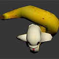 Cartoon Style Snake in Banana Peel with Sticking Out Tongue and Big Eyes