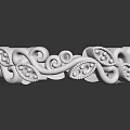 Exquisite Silver Bracelet With Ornate Curved Patterns And Diamond Embedded Details 3d model
