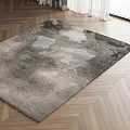 Modern Square Rug With Gray Watercolor Texture On Herringbone Wooden Floor