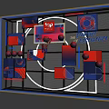 Modern Basketball Themed Photo Spot With Geometric Patterns And Red Blue Colors