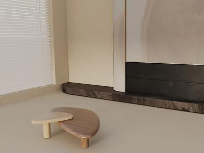 Modern Sofa And Coffee Table Set With Light Wooden Design Beige Walls And Natural Light 3d model