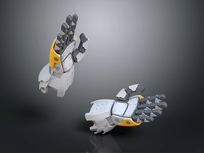 Smart Machine Mechanical Arms With Yellow Gray Claw And Joint Structure Design 3d model